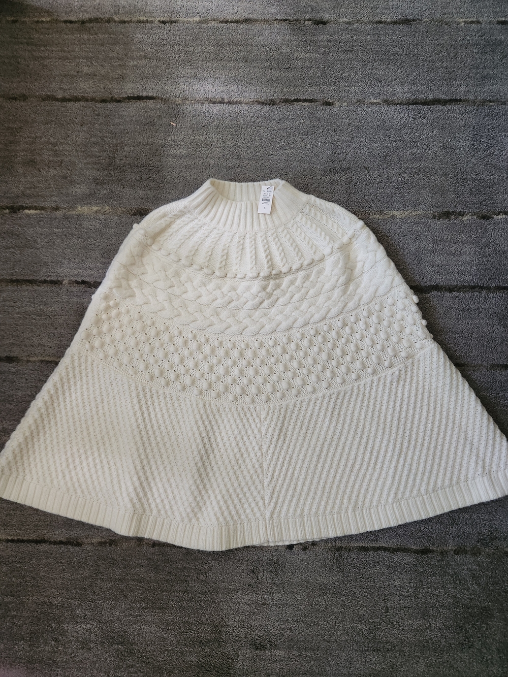 Talbots Cream Cable-Knit Poncho